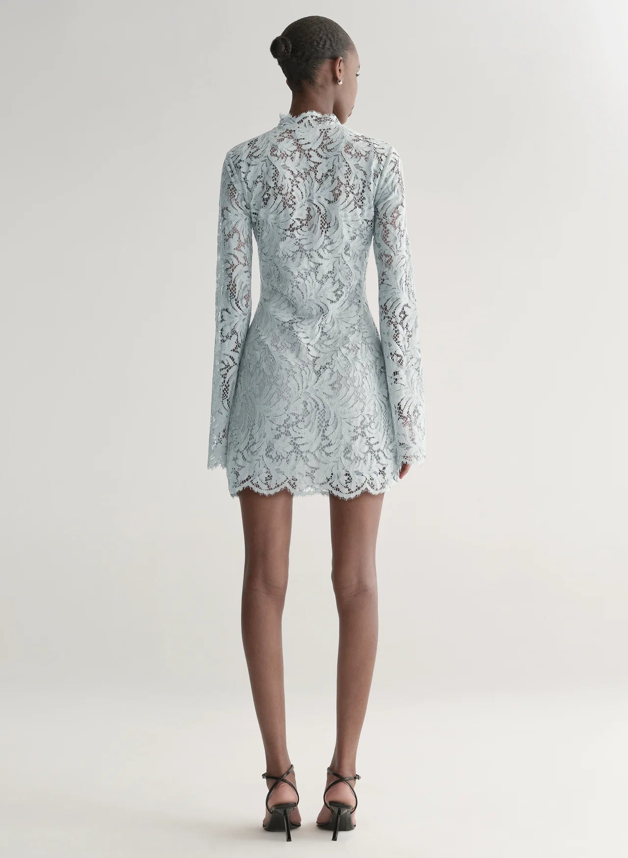 Eden Lace Mini Dress in Slate Blue