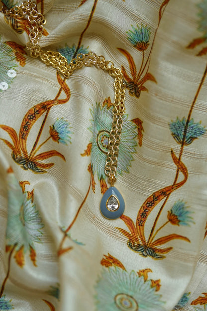 Parisian Blue Enamel Teardrop Bezel Charm