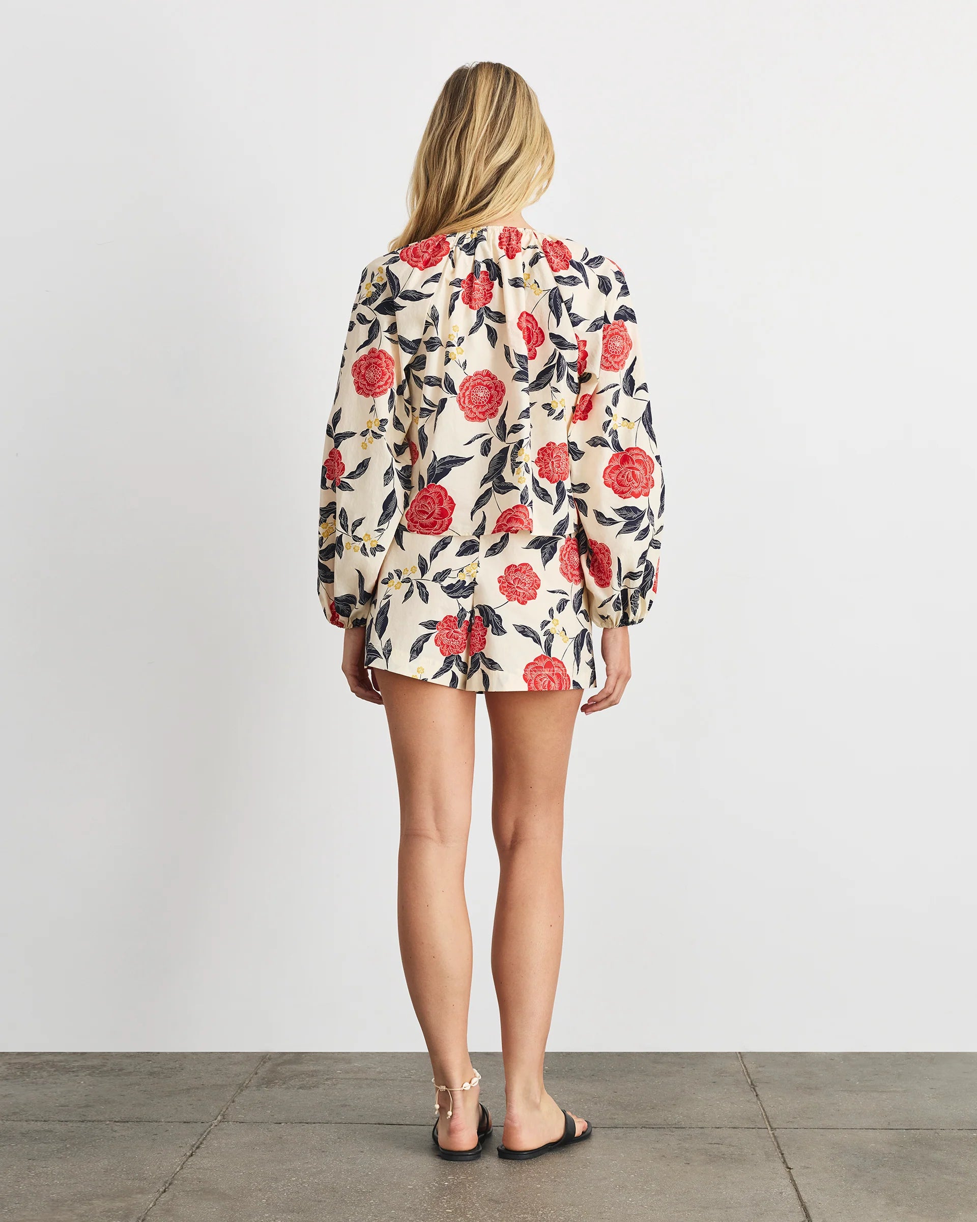 Adelina Top in Cream and Cardinal Red