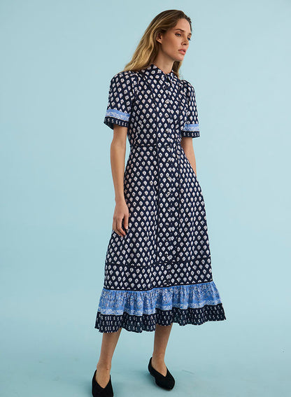 Greta Dress in Thistle & Vine Blue