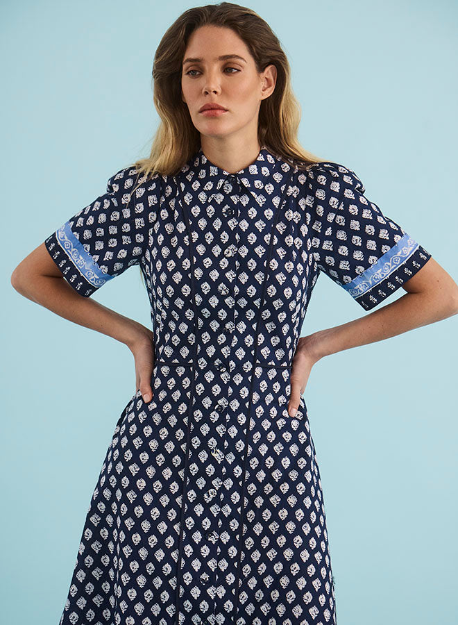 Greta Dress in Thistle & Vine Blue