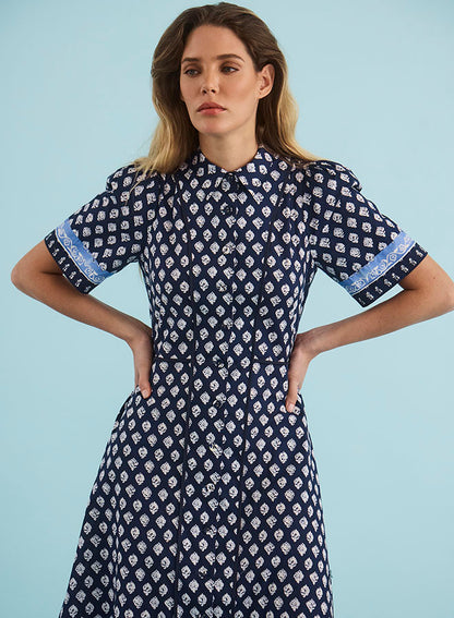 Greta Dress in Thistle & Vine Blue