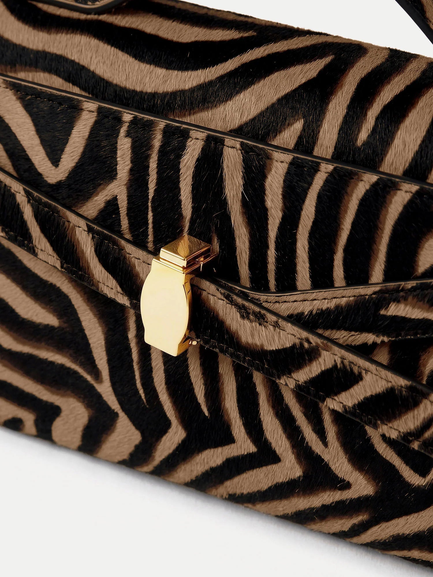 Calf Hair Dash Clutch in Tan Multi