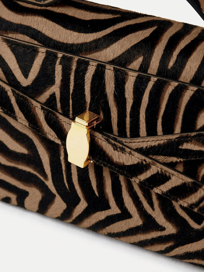 Calf Hair Dash Clutch in Tan Multi