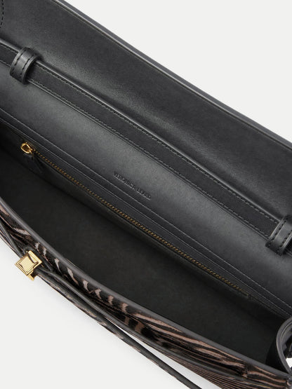Calf Hair Dash Clutch in Tan Multi