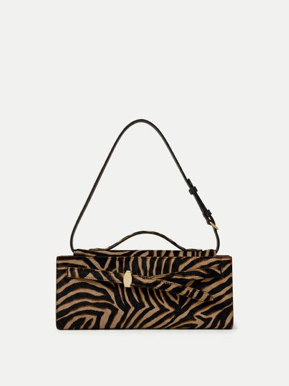 Calf Hair Dash Clutch in Tan Multi