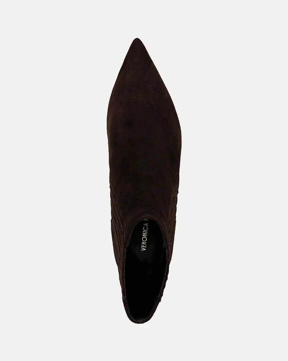 Lisa Suede Mid-Heel Bootie in Espresso