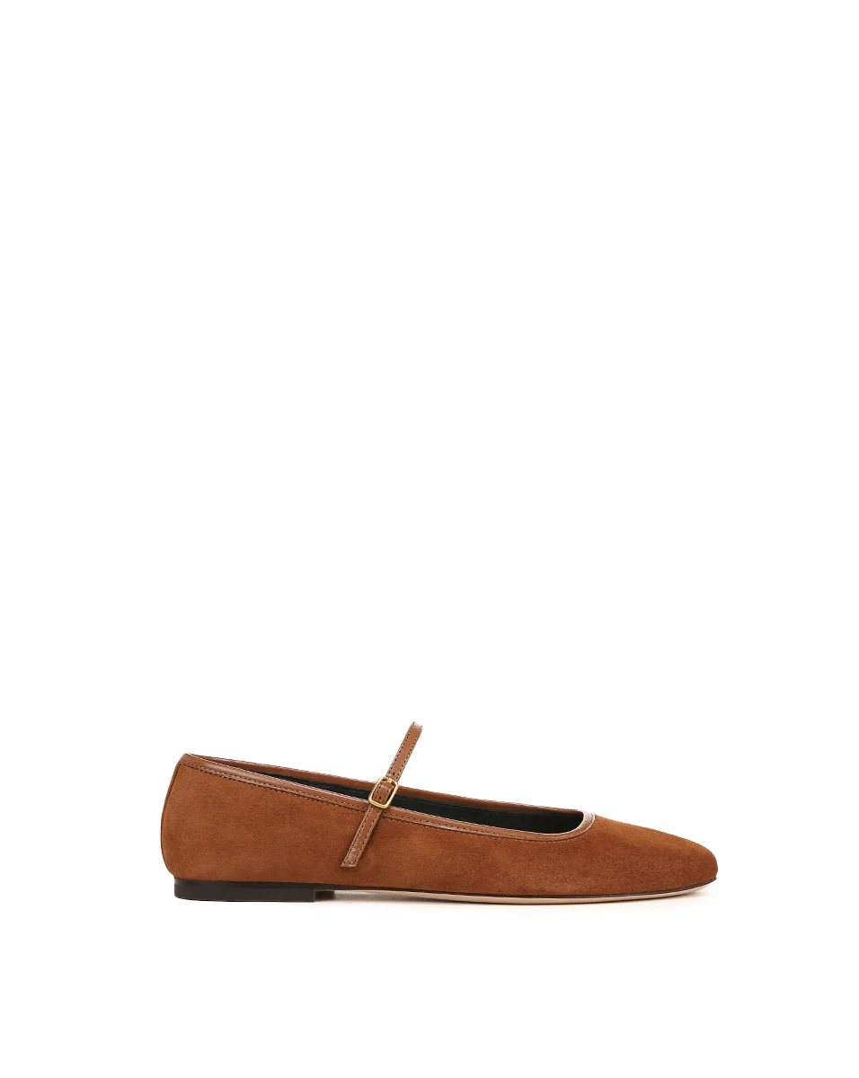 Ellie Suede Flat in Caramel