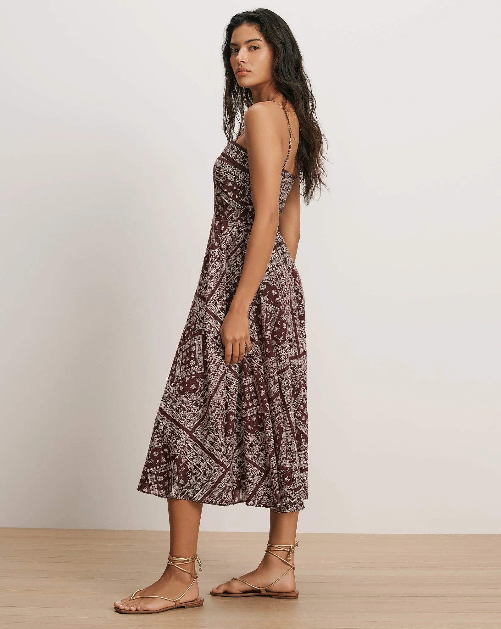 Kitt Bandana Dress in Raisin/Dove