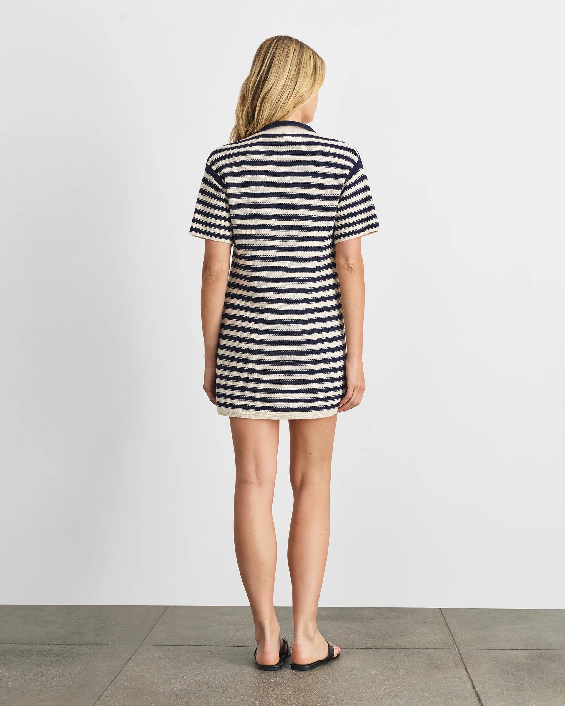 Joni Dress in Maritime Blue and Cream