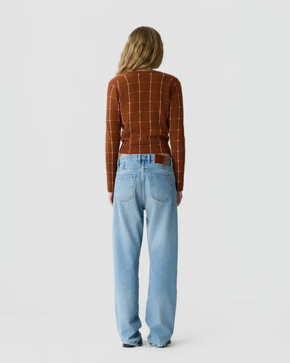Jane Checker Cardigan in Burnt Sienna/Sprinkle