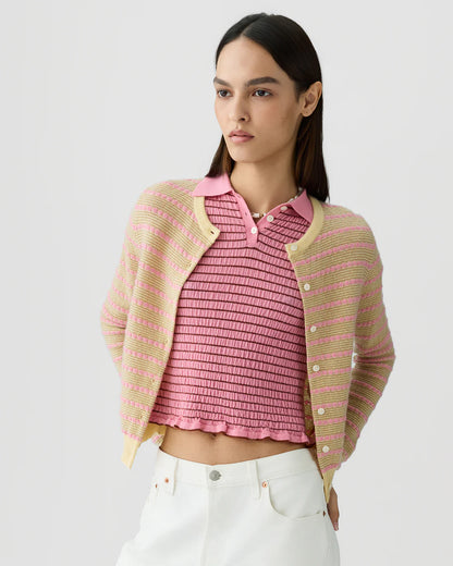 Stripe Jane Cardigan in Butter Combo