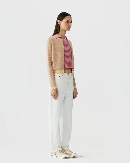 Stripe Jane Cardigan in Butter Combo