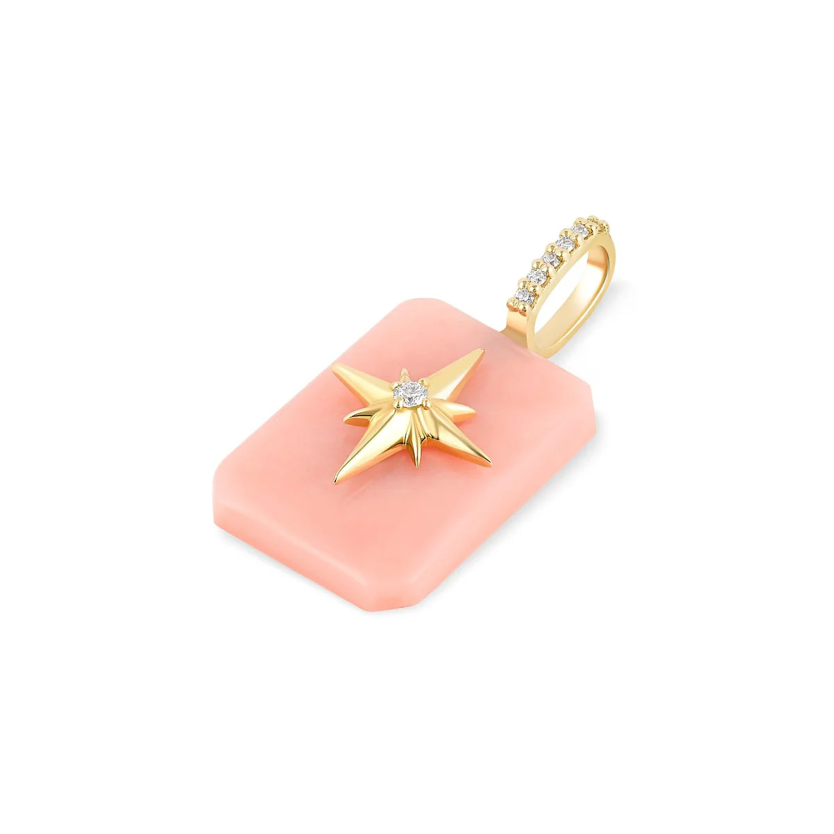 Pink Opal Emerald Cut Cabochon Starburst Pendant