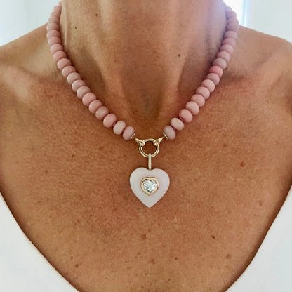 Pink Opal Heart Pendant