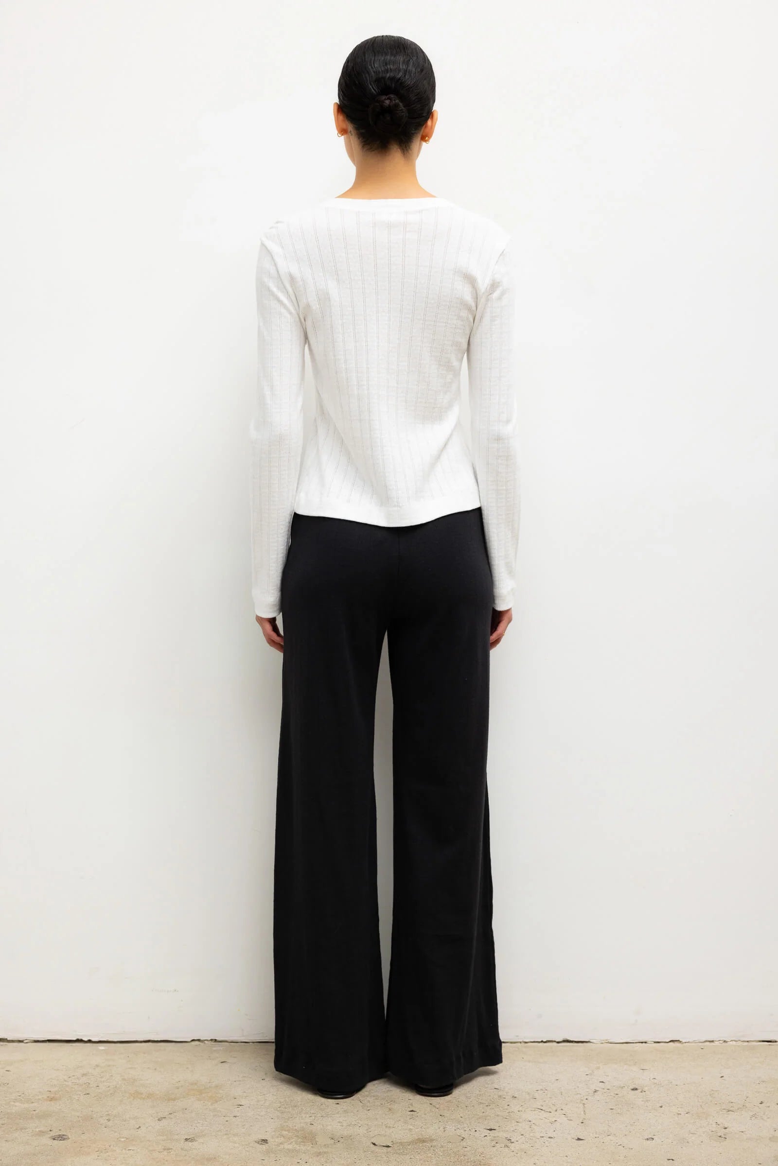 Pointelle Classic Crew Cardigan in White