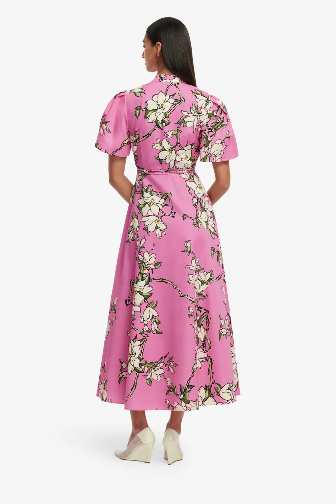 Bianca Short Sleeve Midi in Pink Magenta