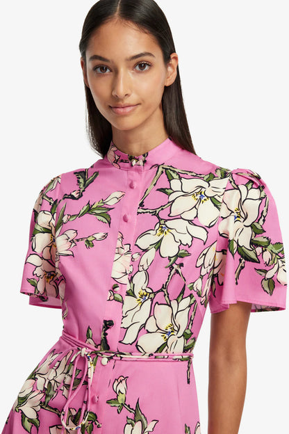 Bianca Short Sleeve Midi in Pink Magenta