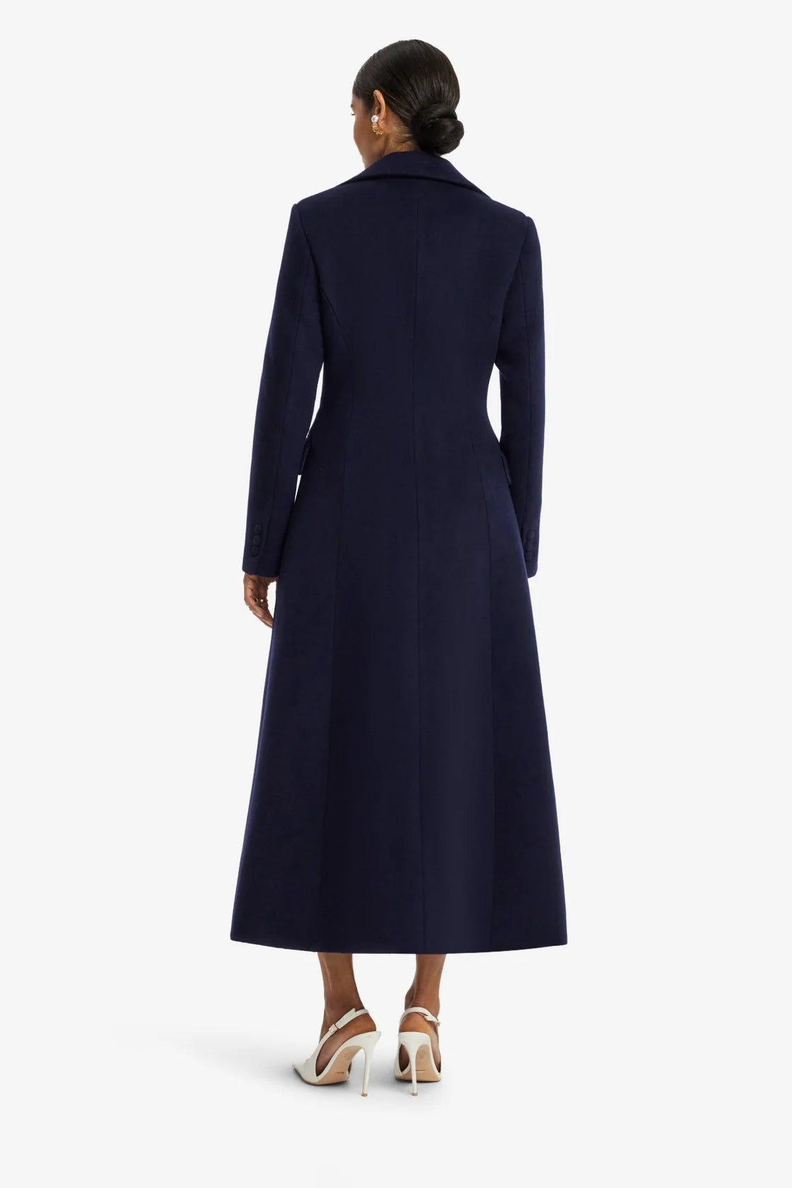 Elara Appliqué Wool Coat in Midnight