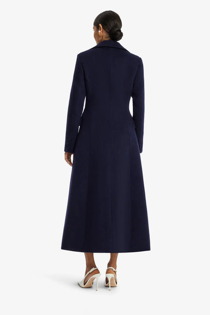 Elara Appliqué Wool Coat in Midnight
