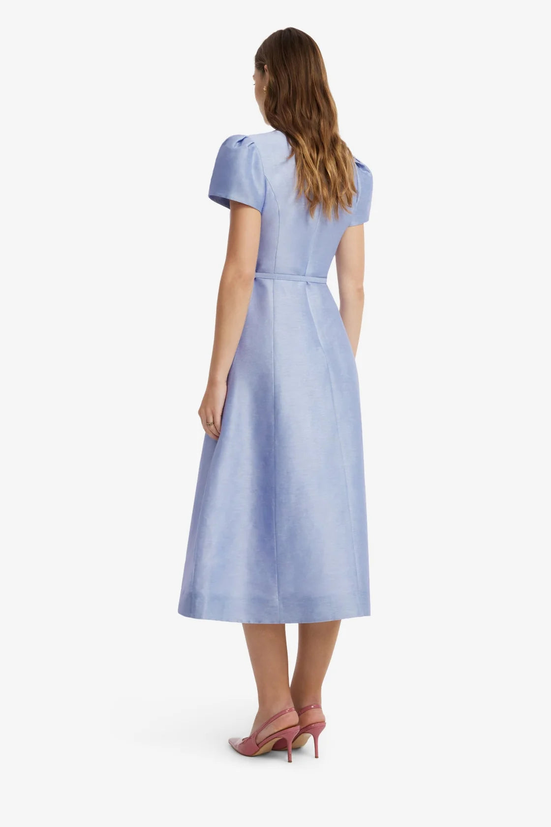Marguerite Short Sleeve Midi Dress in Rose Periwinkle