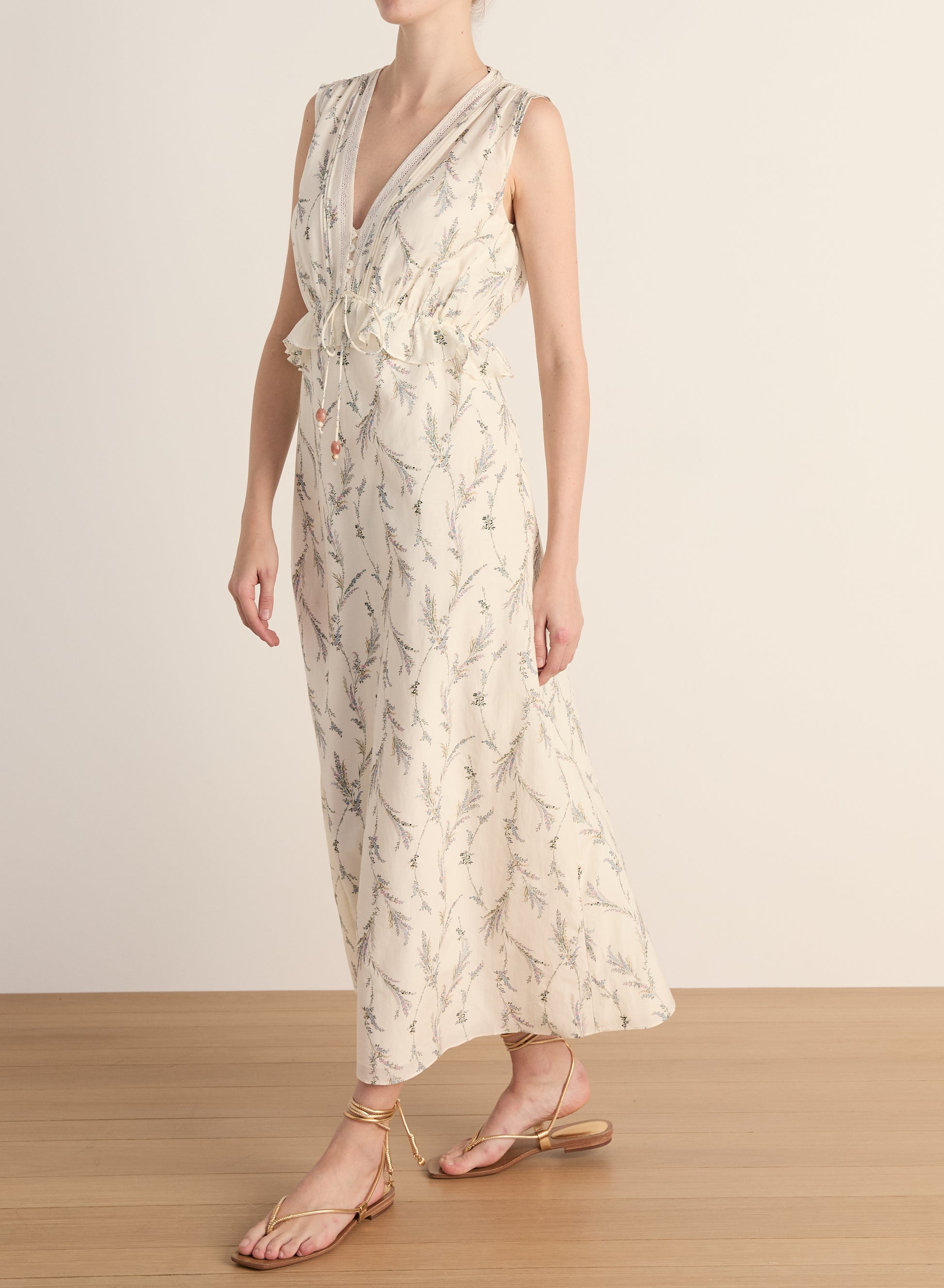 Sleeveless Dominick Dress in Dove Multi