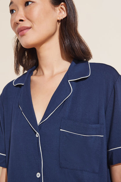 Gisele Short Sleeve PJ Set in Navy/Ivory