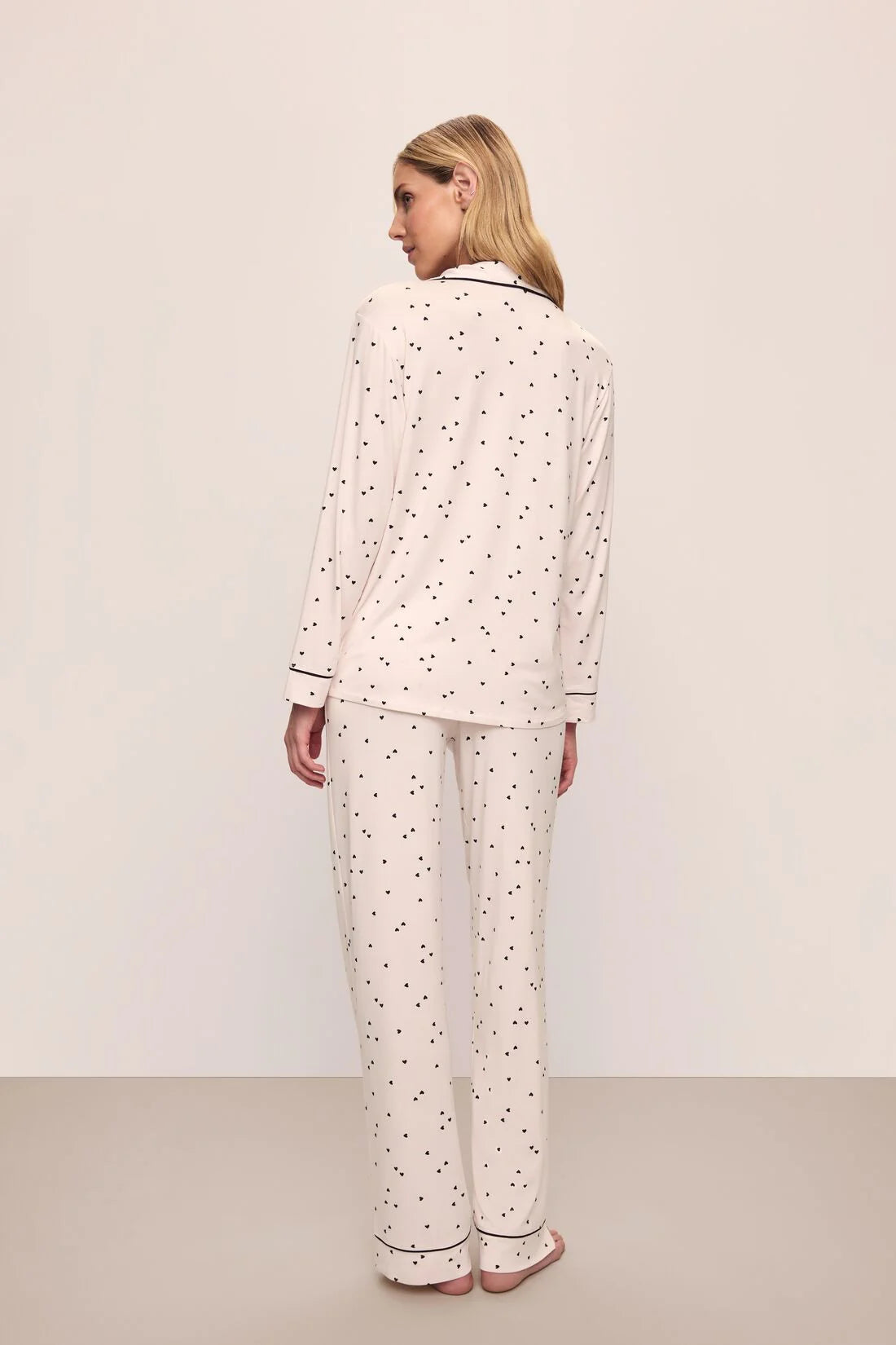 Gisele Printed Long PJ Set in Sorbet Pink/Black