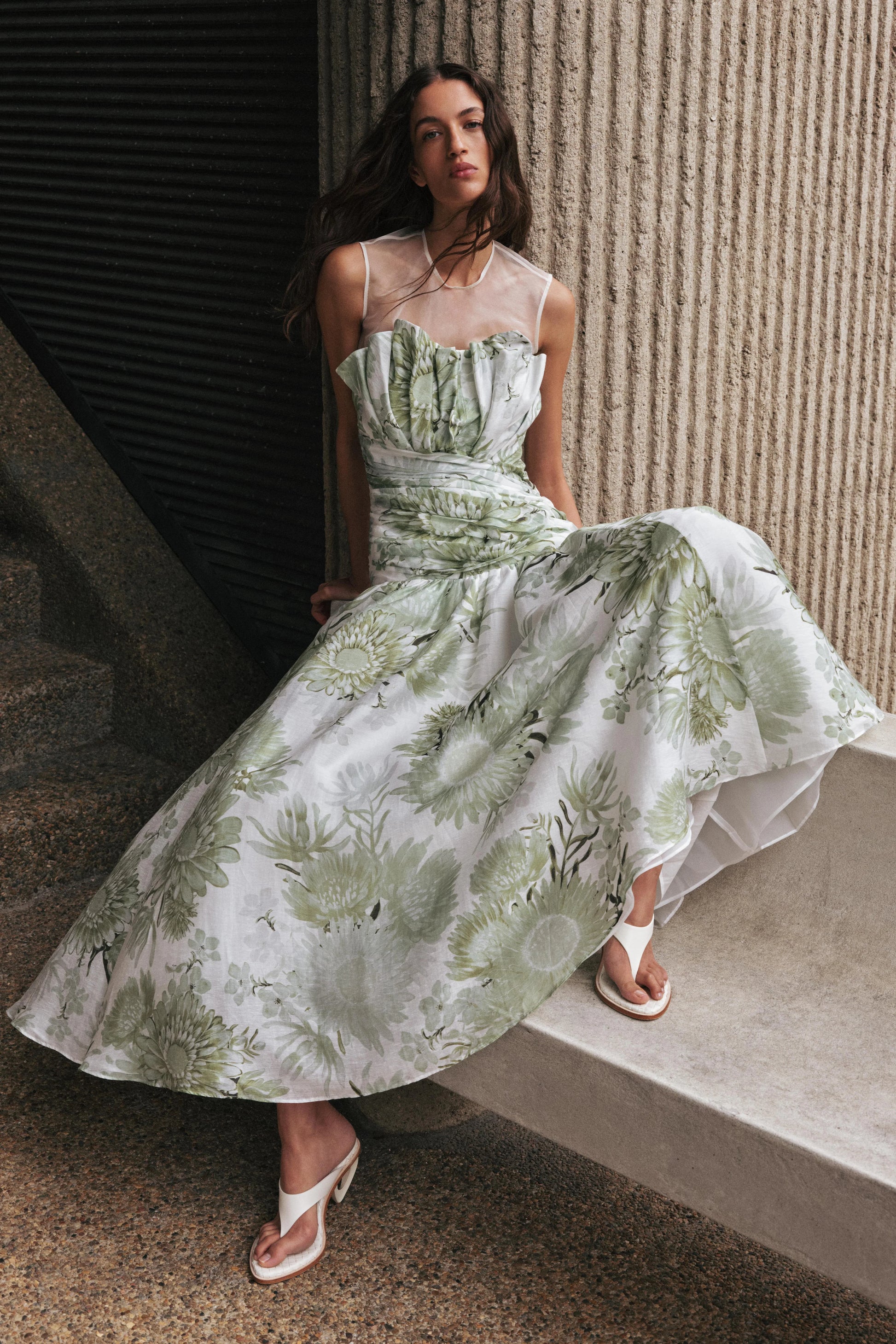 Reflector Gown Olive Native Floral