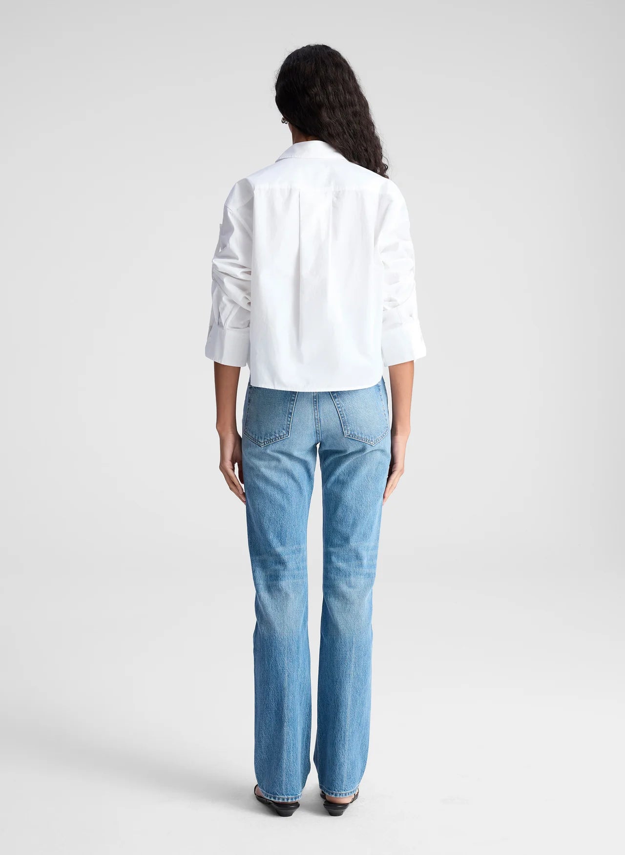 Maude Cropped Cotton Shirt in White