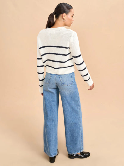 Mini Marina Sweater in Cream/Navy