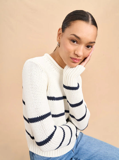 Mini Marina Sweater in Cream/Navy