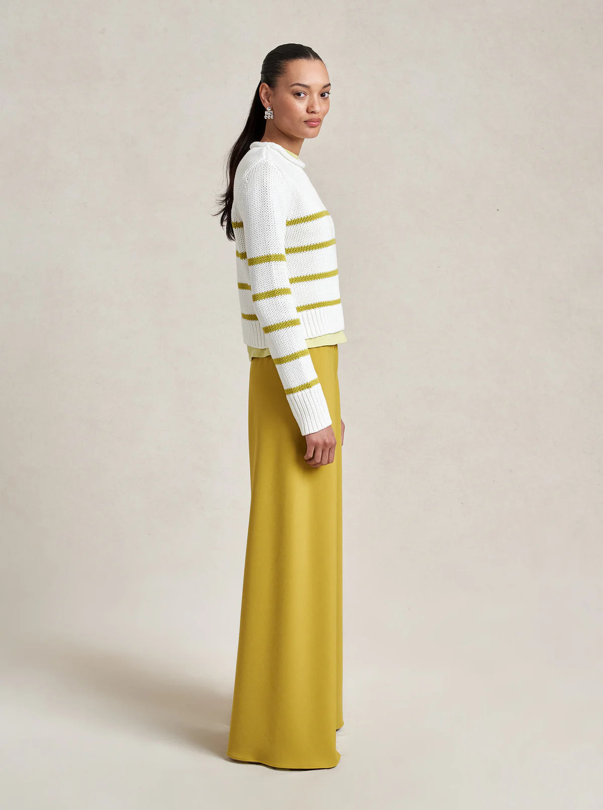 Mini Marina Sweater in Cream/Keylime