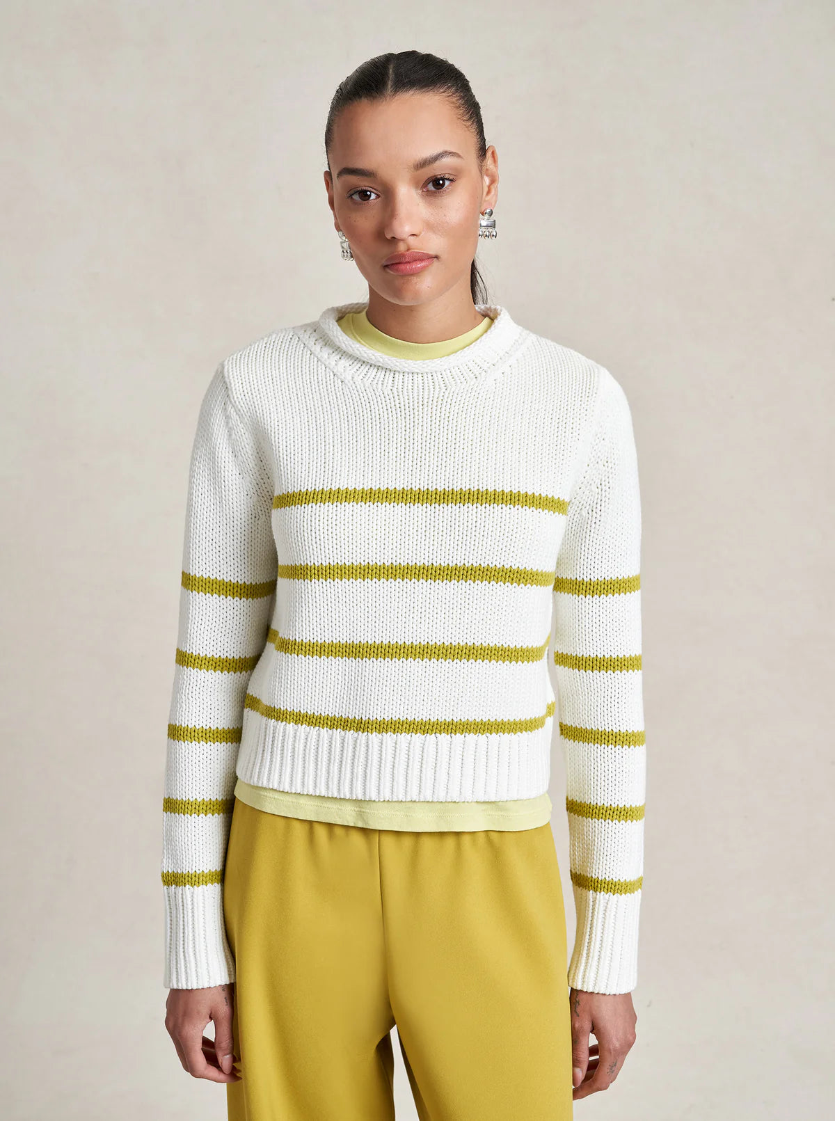 Mini Marina Sweater in Cream/Keylime