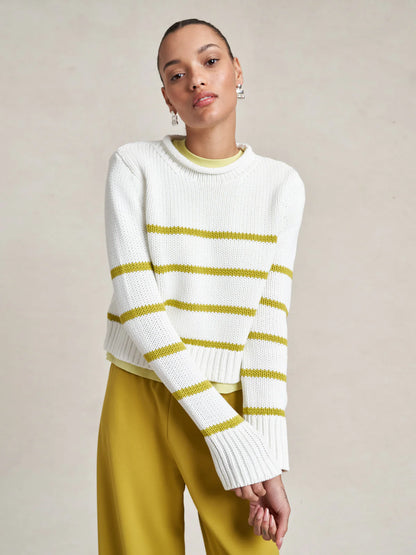 Mini Marina Sweater in Cream/Keylime