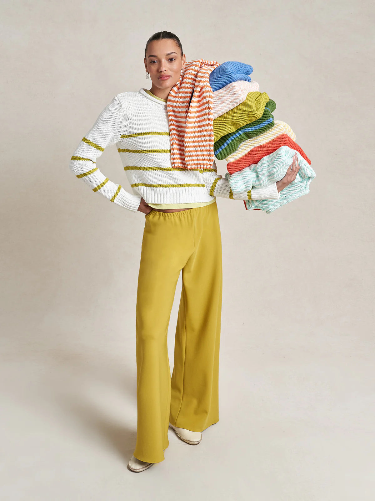 Mini Marina Sweater in Cream/Keylime