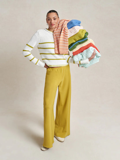 Mini Marina Sweater in Cream/Keylime