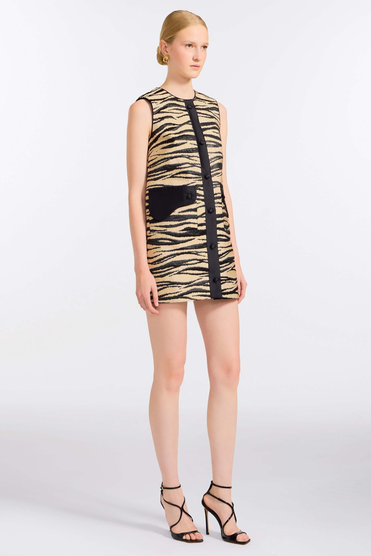 TS Pearsei Zebra-Striped Mini Dress