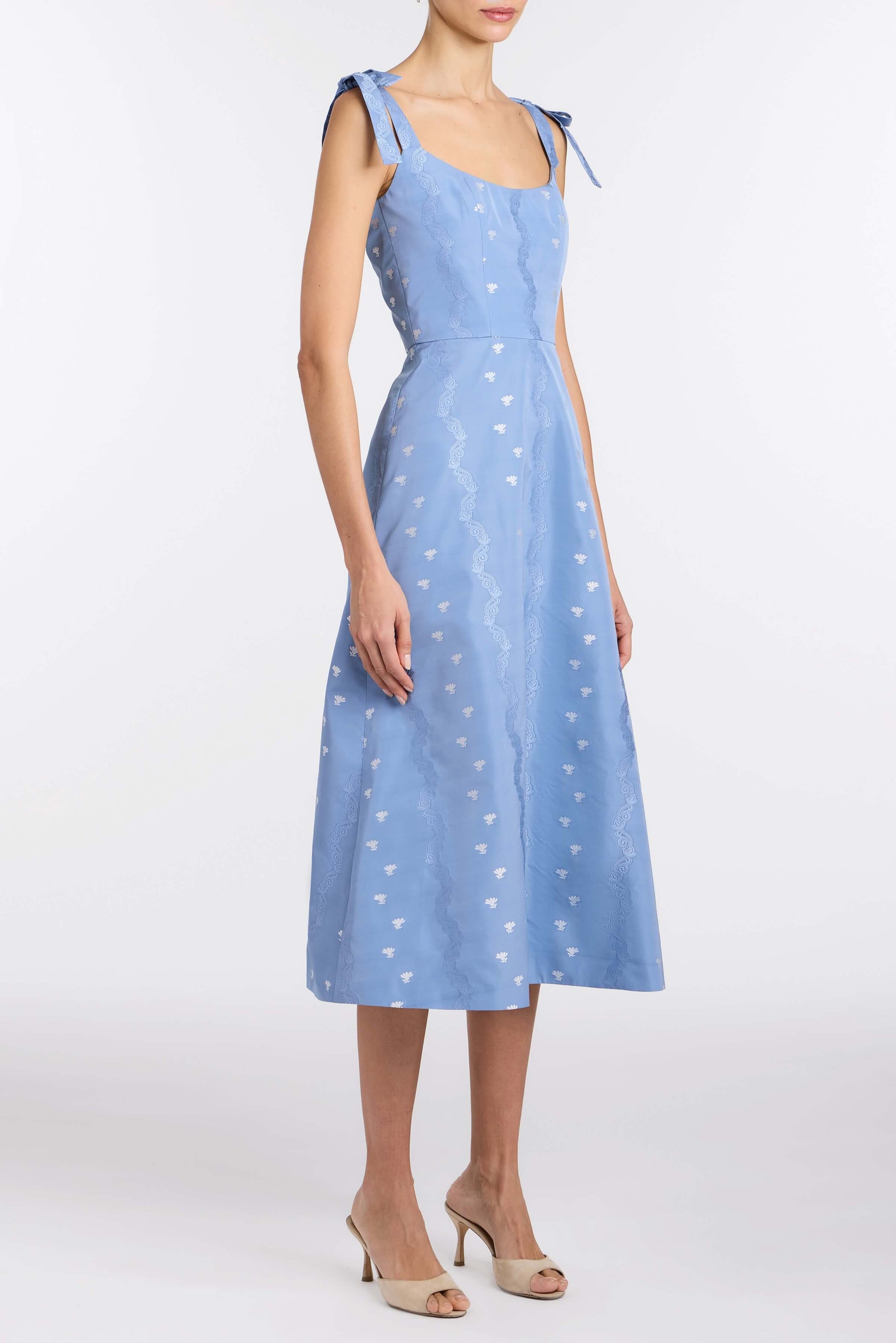 Rosalina Wedgwood Floral Taffeta Dress