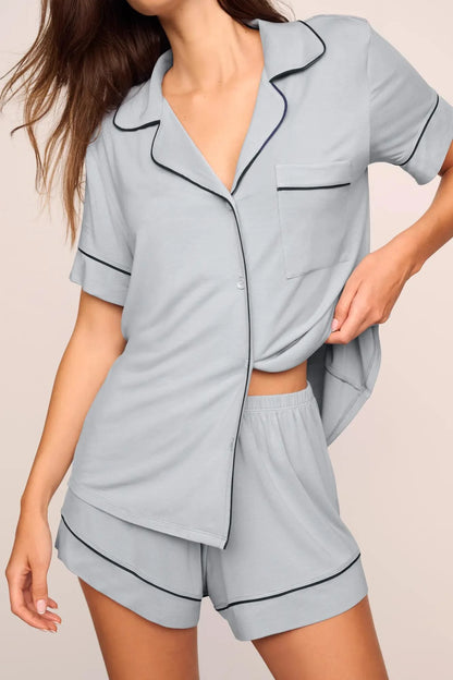 Gisele Relaxed Short PJ Set in Gray/Navy