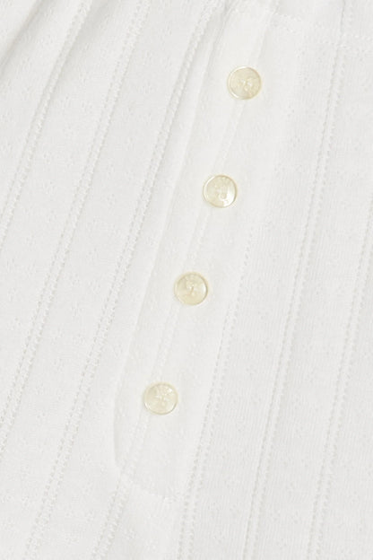 Pointelle Crop Cardigan in White by LESET