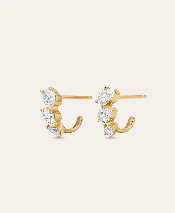 Pear Diamond J Hoops Lab Grown