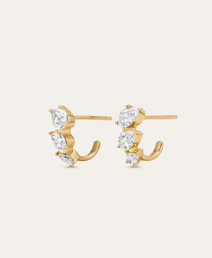 Pear Diamond J Hoops Lab Grown
