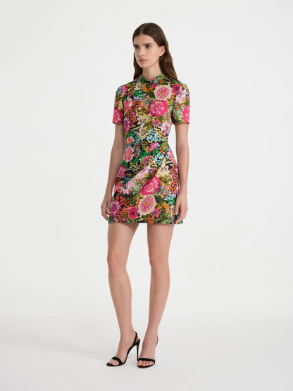 Draped Min Dress in Aster Fuchsia