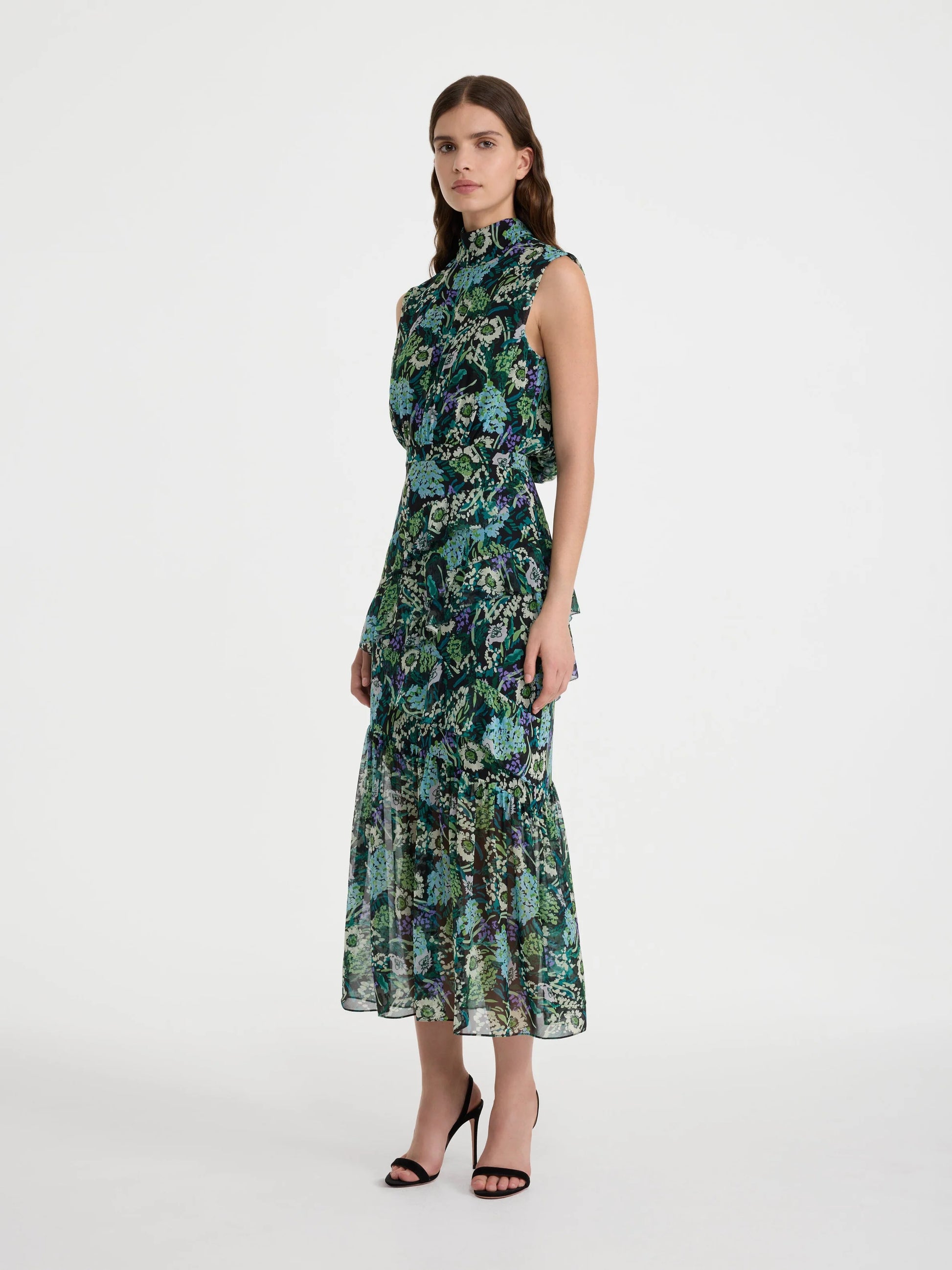 Fleur Ruffle Dress in Silva Fern