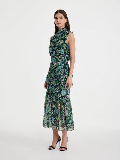 Fleur Ruffle Dress in Silva Fern