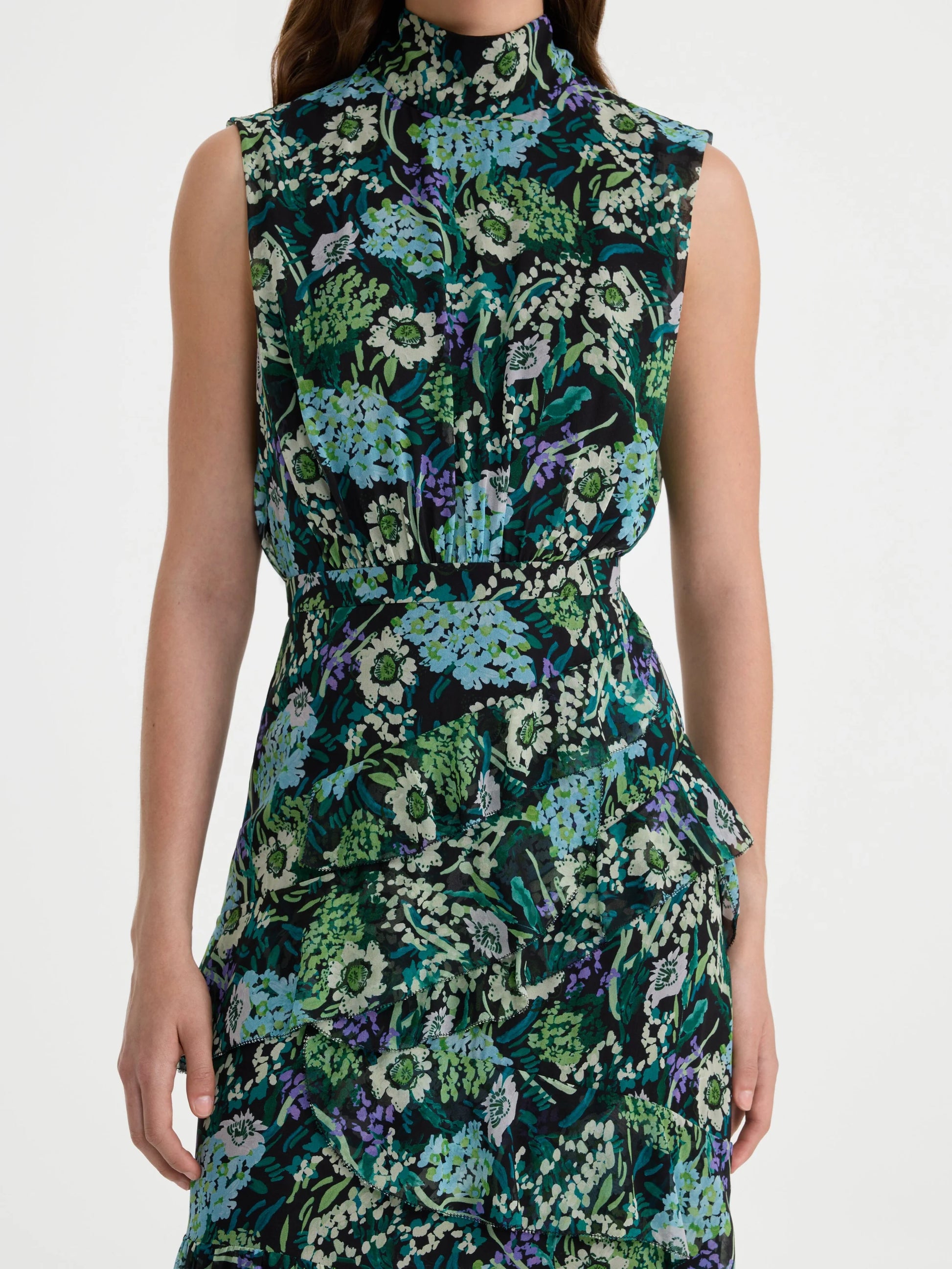 Fleur Ruffle Dress in Silva Fern