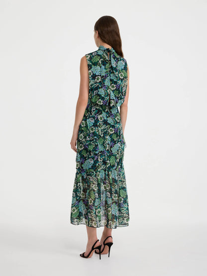 Fleur Ruffle Dress in Silva Fern