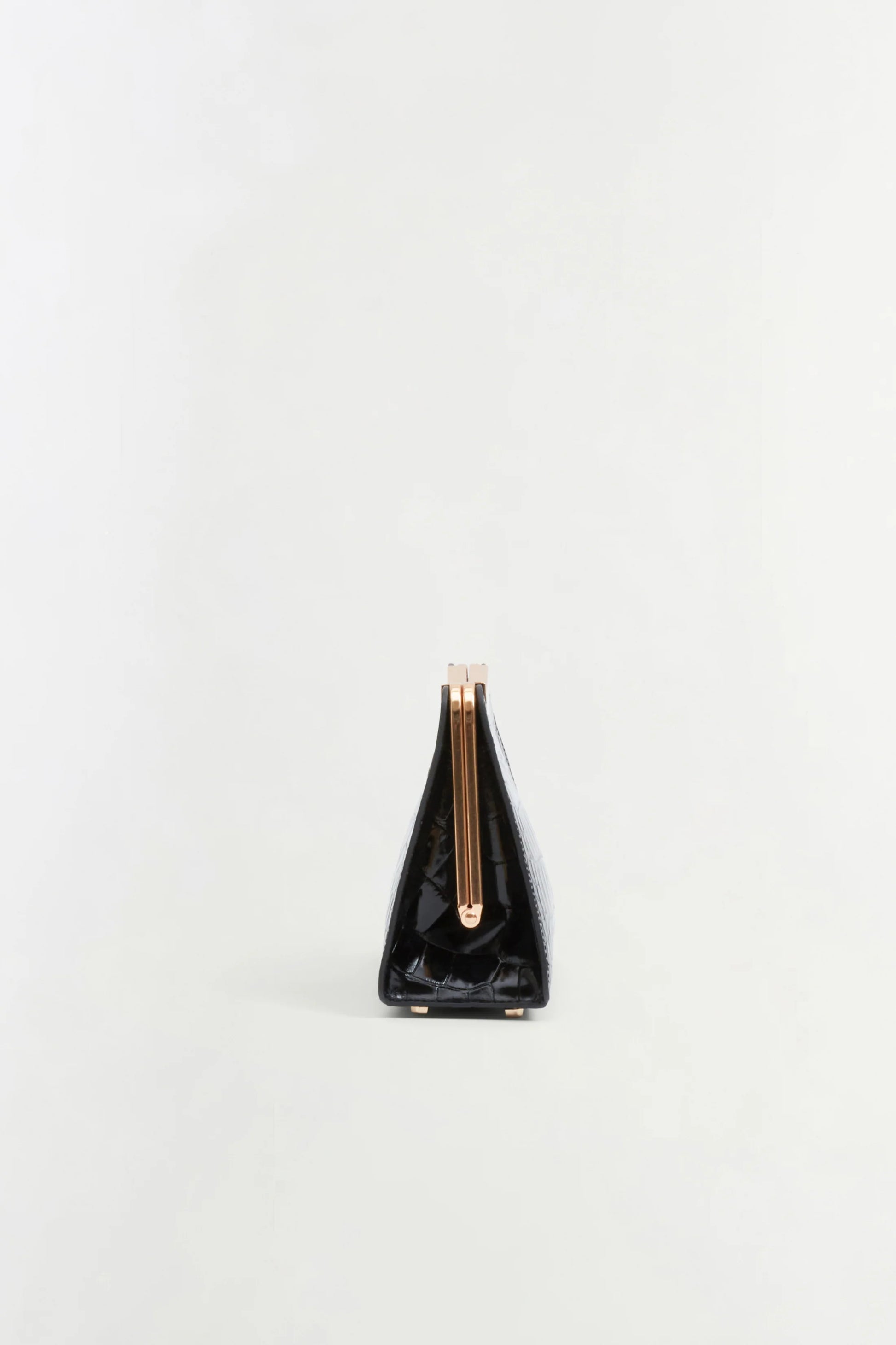 Solange Croc-Embossed Leather Clutch in Black