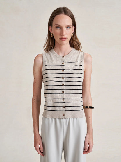 Stripe Lee Vest in Tan/Black